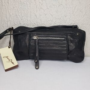 Junior Drake Black Leather Crossbody Bag